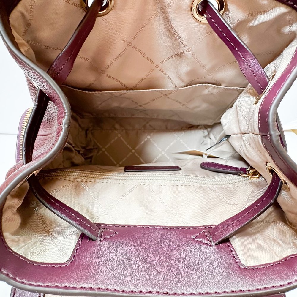 Michael Kors Jet Set Item Medium Chain Leather Backpack Bordeaux - Picture 8 of 11